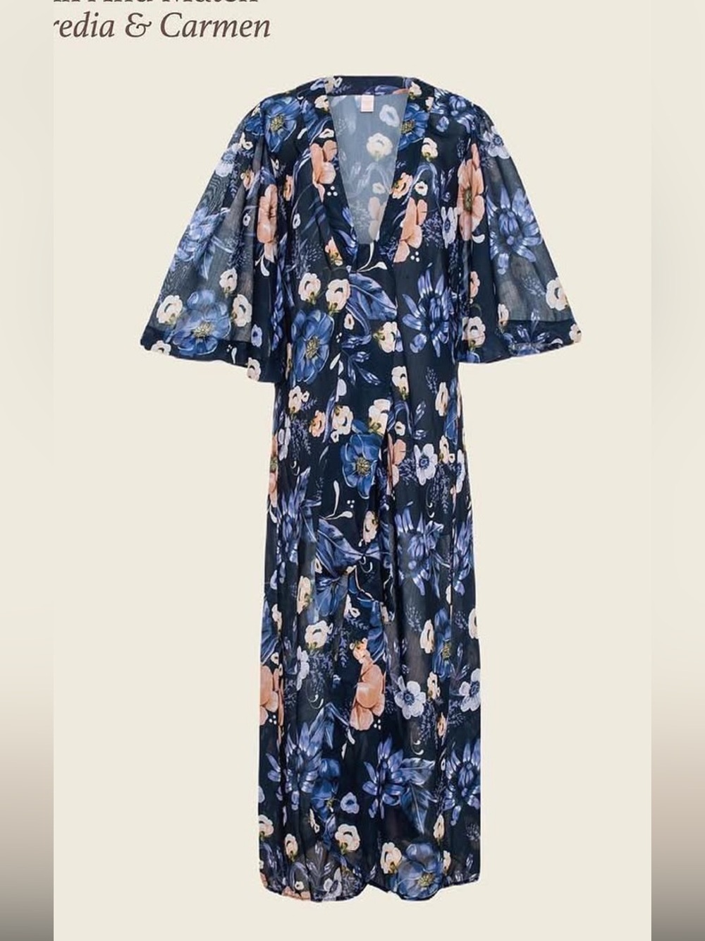 Floral Navy Kimono Swim Coverup